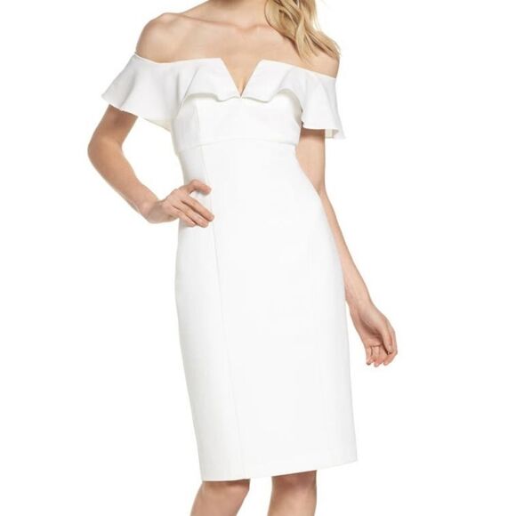 VINCE Camuto White Off-the-Shoulder Midi Dress - Picture 2 of 16
